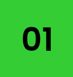 Green square with black number 01.